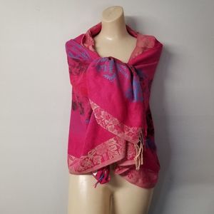 Shrug wrap 69x27" pretry knitcore in pink fray skirt cover up